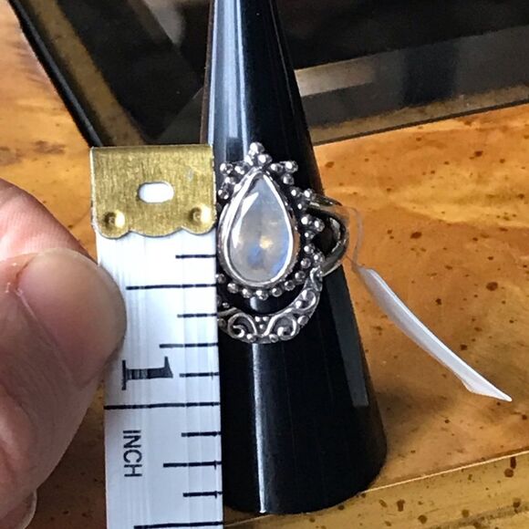 Natural Rainbow Moonstone Sterling Silver Ring Size 6 - Picture 6 of 10